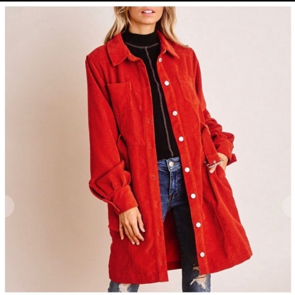 Chic Corduroy Trench Jacket - Picture 3 of 3